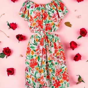Girls' Floral Cutout Dress